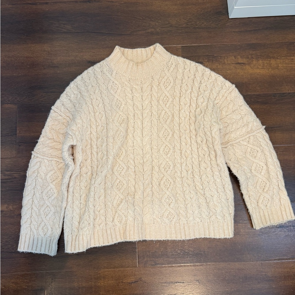 J. Crew Cream Cable Knit Turtleneck Sweater